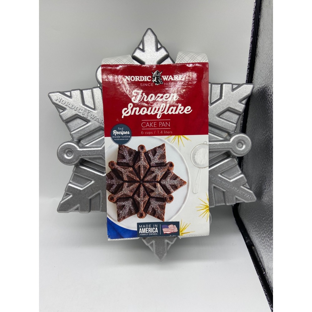 Nordic Ware Cake Pan Silver Frozen Snowflake Holiday Collection 6 Cup 88248